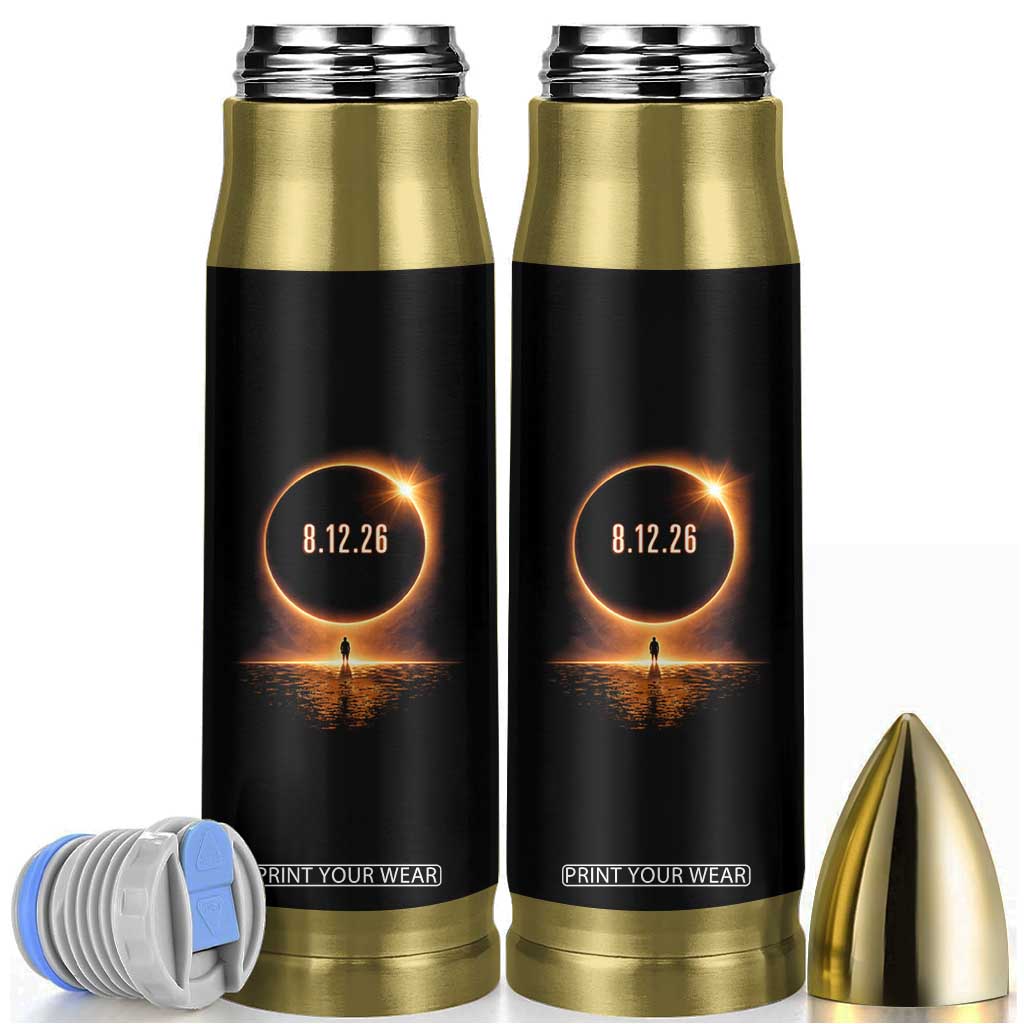 Total Solar Eclipse 2026 Bullet Tumbler August 12th Totality Gift TS10 Black Print Your Wear