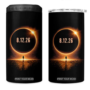 Total Solar Eclipse 2026 4 in 1 Can Cooler Tumbler August 12th Totality Gift TS10 One Size: 16 oz Black Print Your Wear