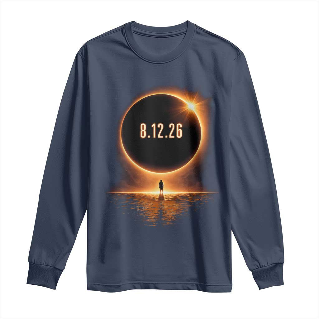 Total Solar Eclipse 2026 Long Sleeve Shirt August 12th Totality Gift TS10 Navy Print Your Wear