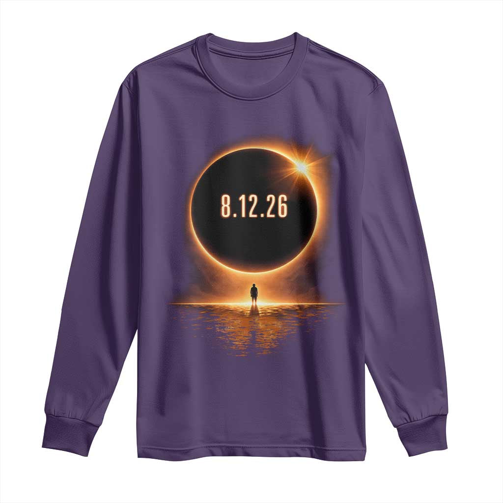 Total Solar Eclipse 2026 Long Sleeve Shirt August 12th Totality Gift TS10 Purple Print Your Wear