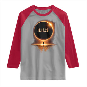 Total Solar Eclipse 2026 Raglan Shirt August 12th Totality Gift TS10 Sport Gray Red Print Your Wear