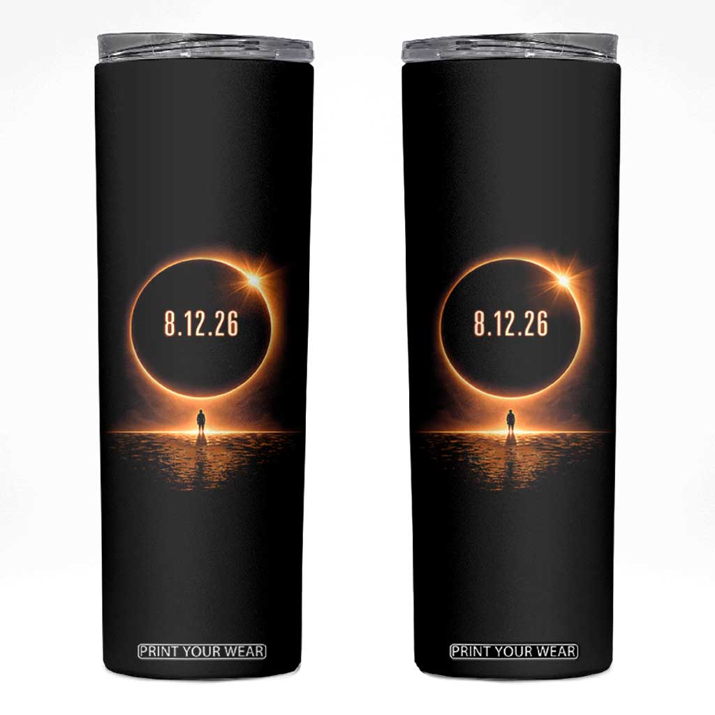 Total Solar Eclipse 2026 Skinny Tumbler August 12th Totality Gift TS10 Black Print Your Wear