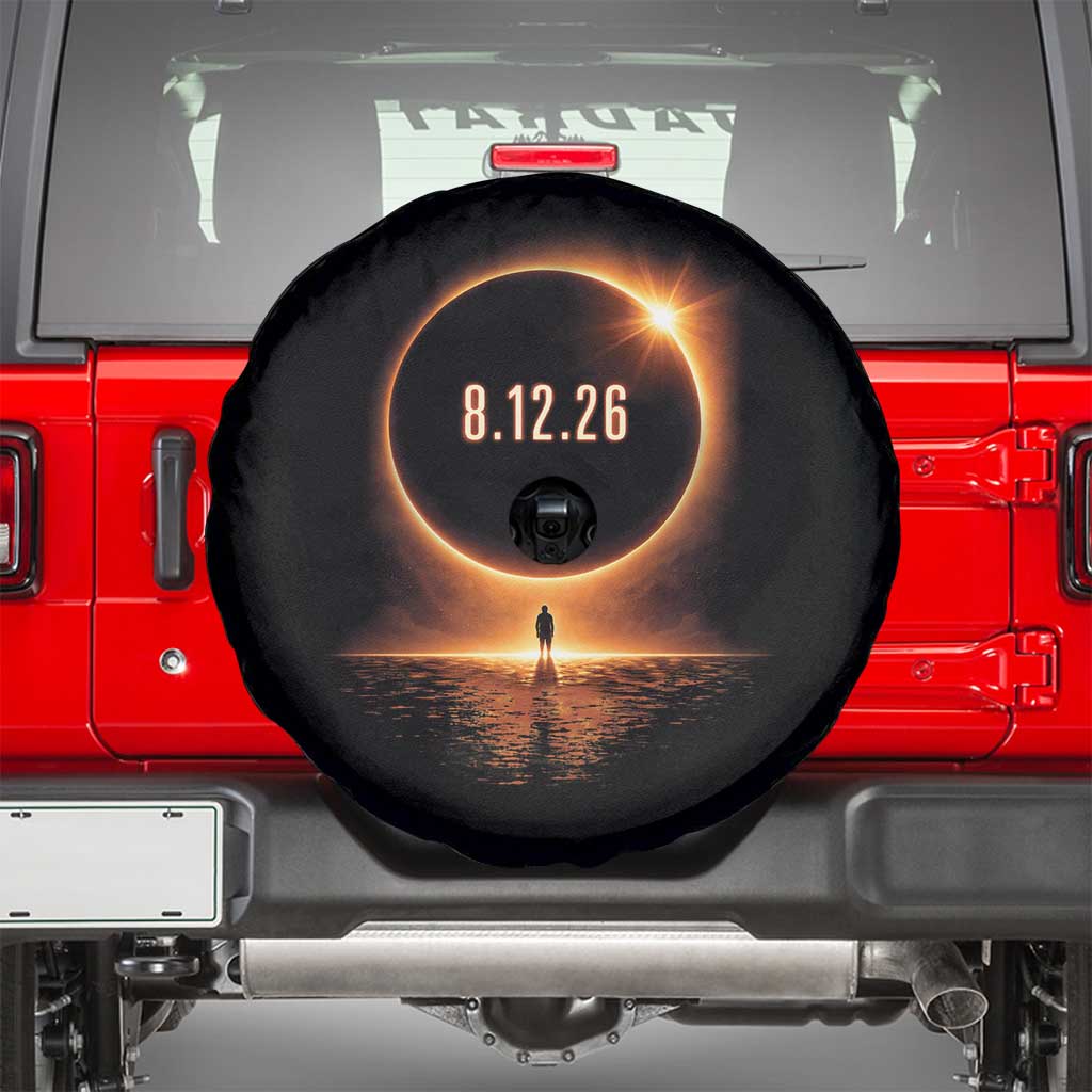 Total Solar Eclipse 2026 Spare Tire Cover August 12th Totality Gift TS10 Black Print Your Wear