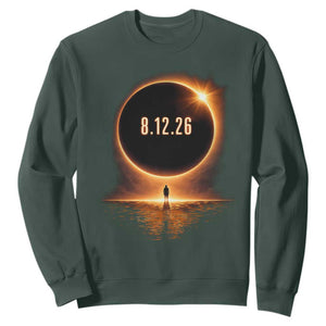 Total Solar Eclipse 2026 Sweatshirt August 12th Totality Gift TS10 Dark Forest Green Print Your Wear