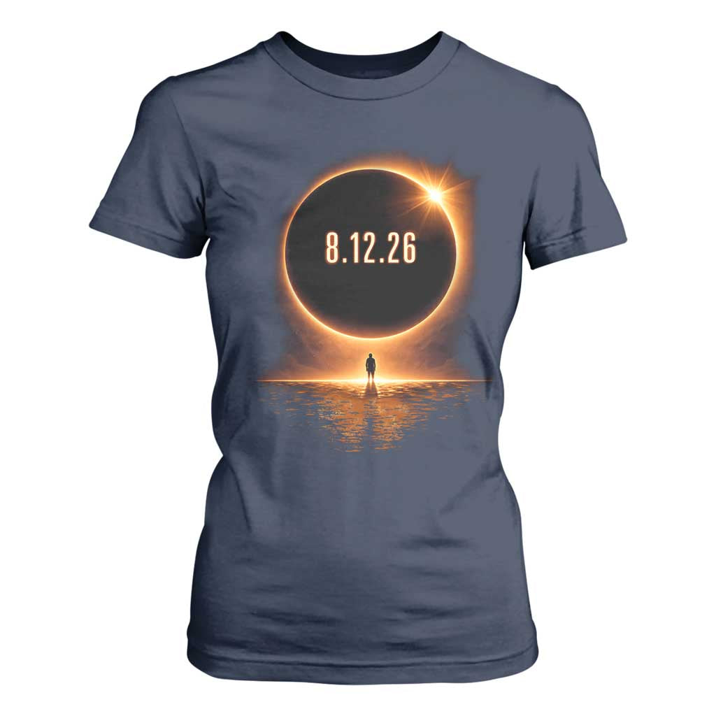 Total Solar Eclipse 2026 T Shirt For Women August 12th Totality Gift TS10 Navy Print Your Wear