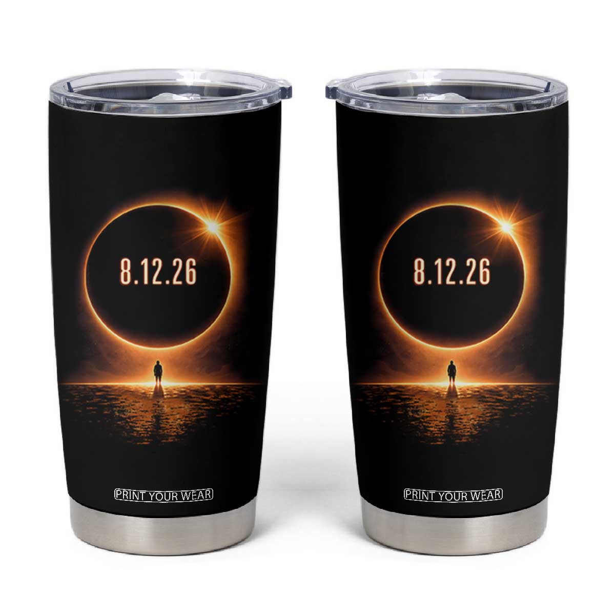 Total Solar Eclipse 2026 Tumbler Cup August 12th Totality Gift TS10 Black Print Your Wear