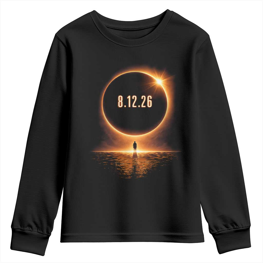 Total Solar Eclipse 2026 Youth Sweatshirt August 12th Totality Gift TS10 Black Print Your Wear
