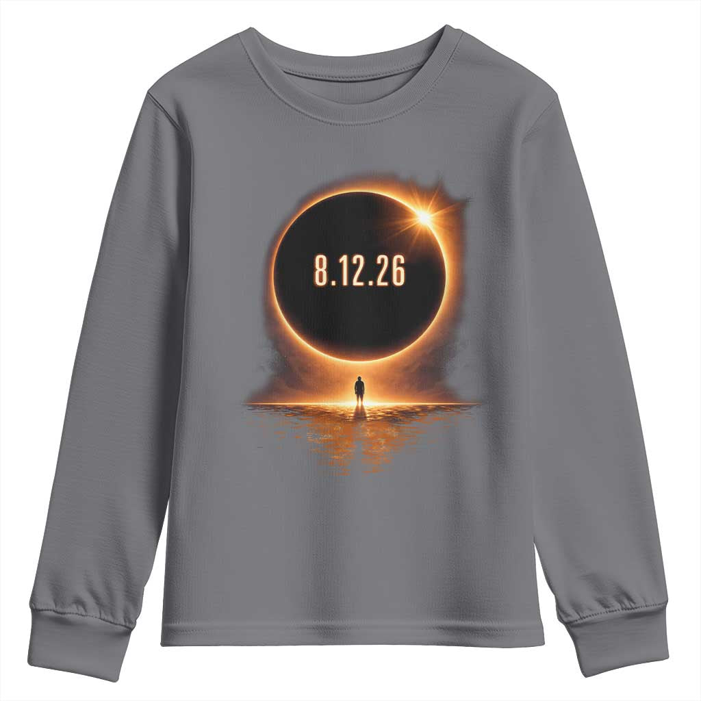 Total Solar Eclipse 2026 Youth Sweatshirt August 12th Totality Gift TS10 Charcoal Print Your Wear