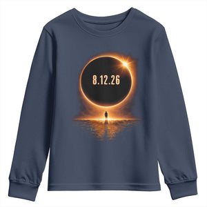 Total Solar Eclipse 2026 Youth Sweatshirt August 12th Totality Gift TS10 Navy Print Your Wear