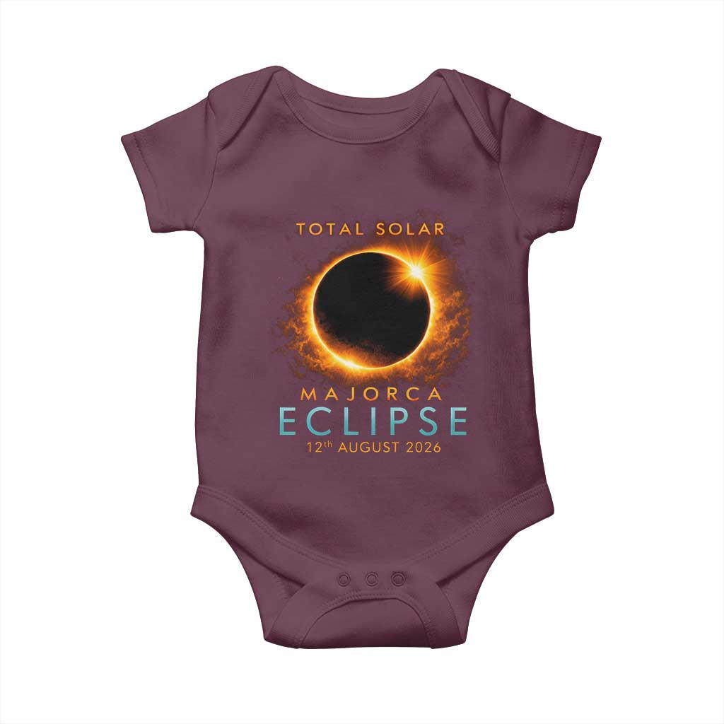 Total Solar Eclipse Baby Onesie 12th August 2026 Majorca Totality TS10 Maroon Print Your Wear