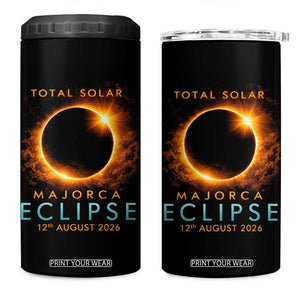 Total Solar Eclipse 4 in 1 Can Cooler Tumbler 12th August 2026 Majorca Totality TS10 One Size: 16 oz Black Print Your Wear