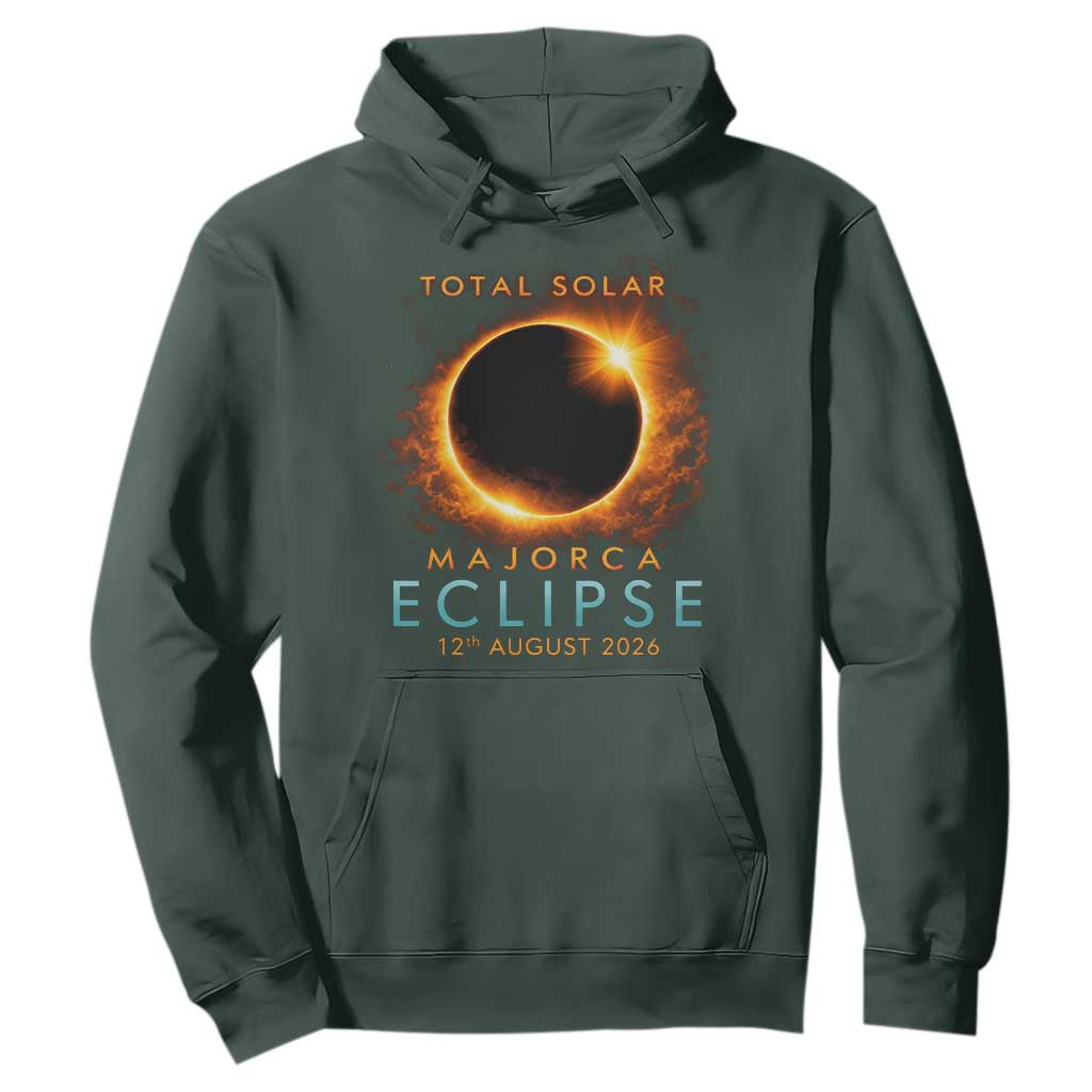 Total Solar Eclipse Hoodie 12th August 2026 Majorca Totality TS10 Dark Forest Green Print Your Wear