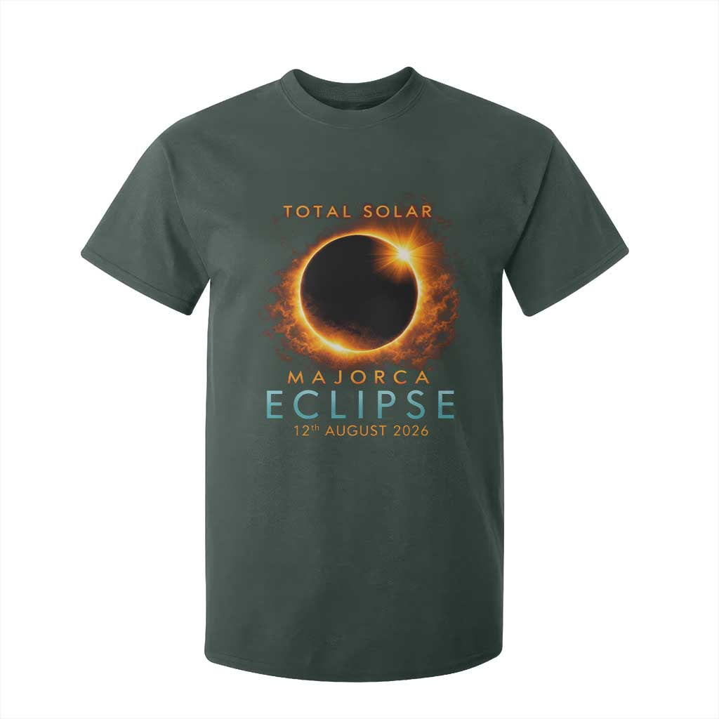 Total Solar Eclipse T Shirt For Kid 12th August 2026 Majorca Totality TS10 Dark Forest Green Print Your Wear