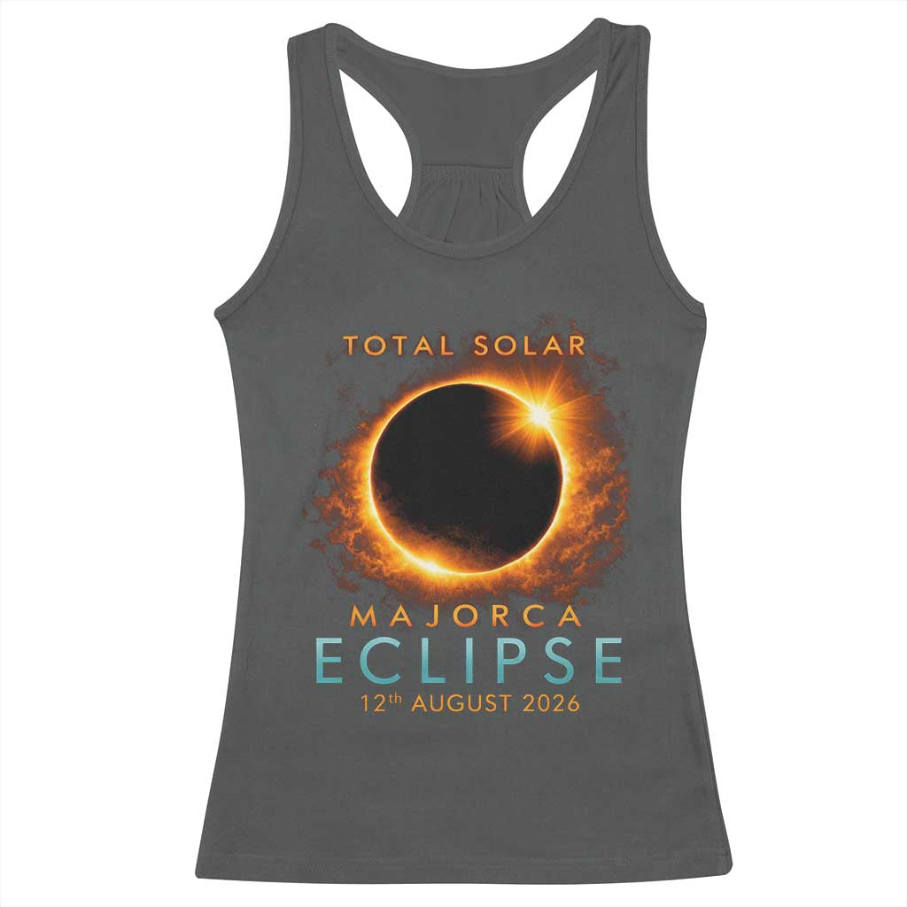 Total Solar Eclipse Racerback Tank Top 12th August 2026 Majorca Totality TS10 Dark Heather Print Your Wear