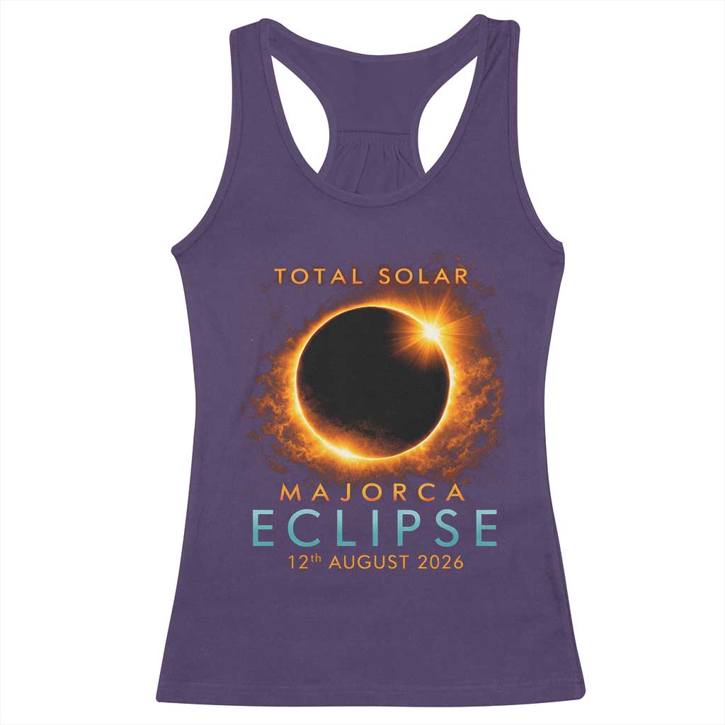 Total Solar Eclipse Racerback Tank Top 12th August 2026 Majorca Totality TS10 Purple Print Your Wear