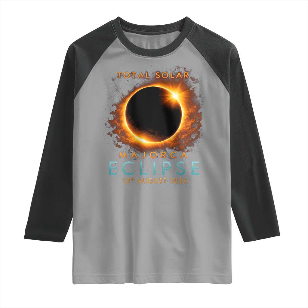 Total Solar Eclipse Raglan Shirt 12th August 2026 Majorca Totality TS10 Sport Gray Black Print Your Wear