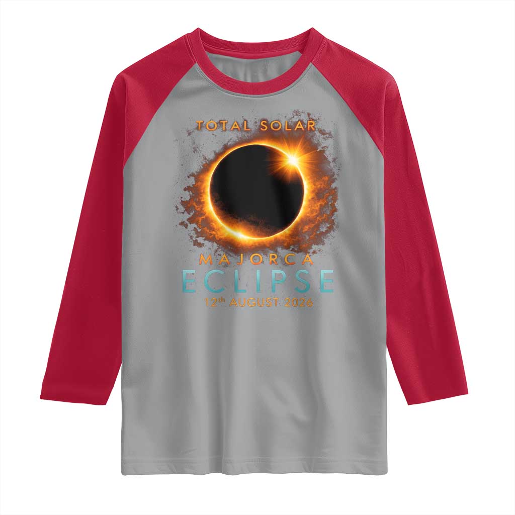 Total Solar Eclipse Raglan Shirt 12th August 2026 Majorca Totality TS10 Sport Gray Red Print Your Wear