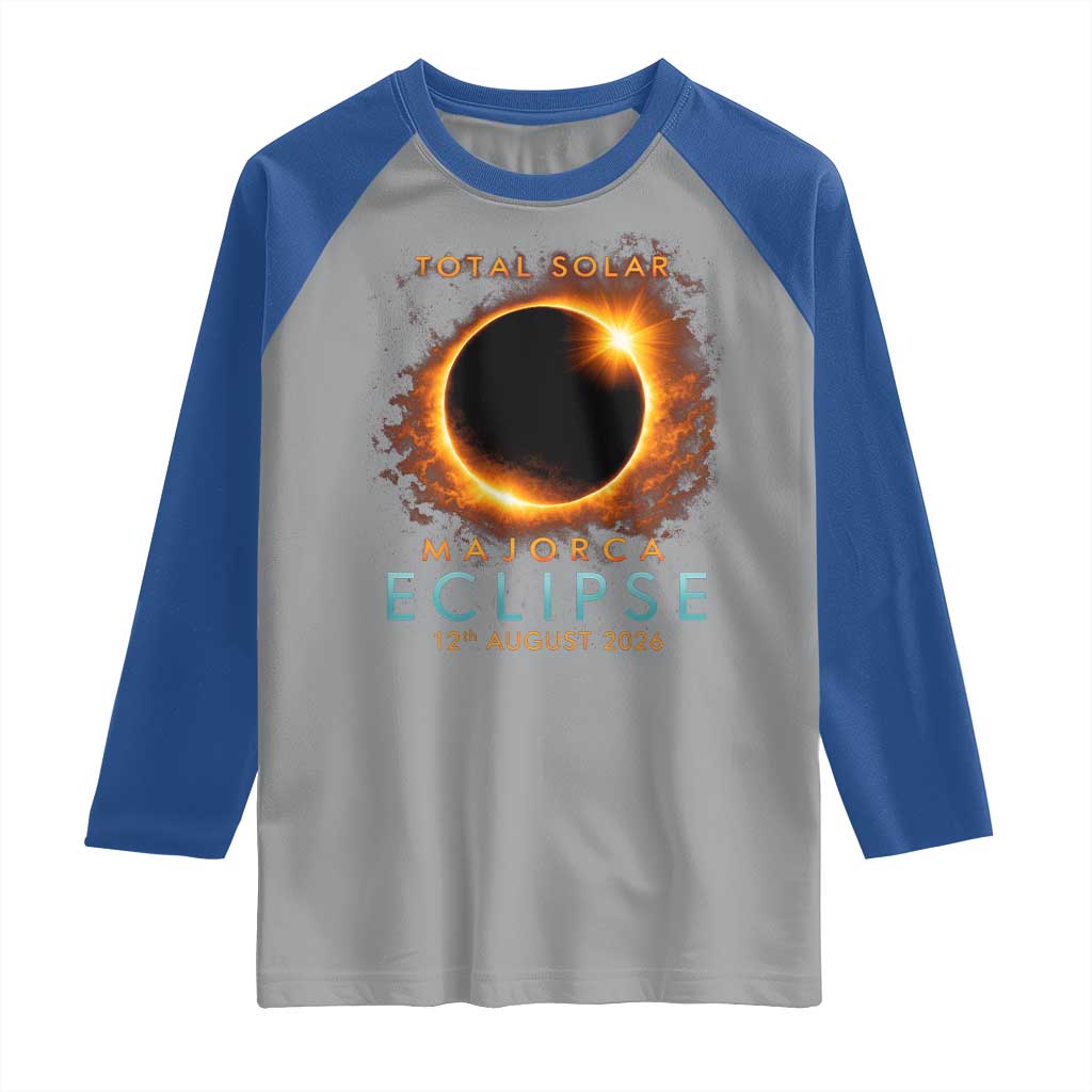 Total Solar Eclipse Raglan Shirt 12th August 2026 Majorca Totality TS10 Sport Gray Royal Print Your Wear