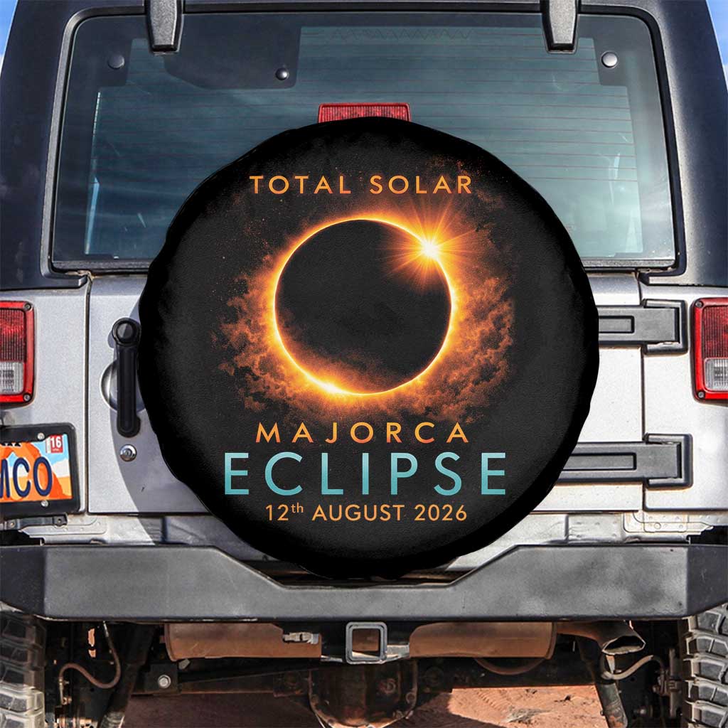 Total Solar Eclipse Spare Tire Cover 12th August 2026 Majorca Totality TS10 No hole Black Print Your Wear