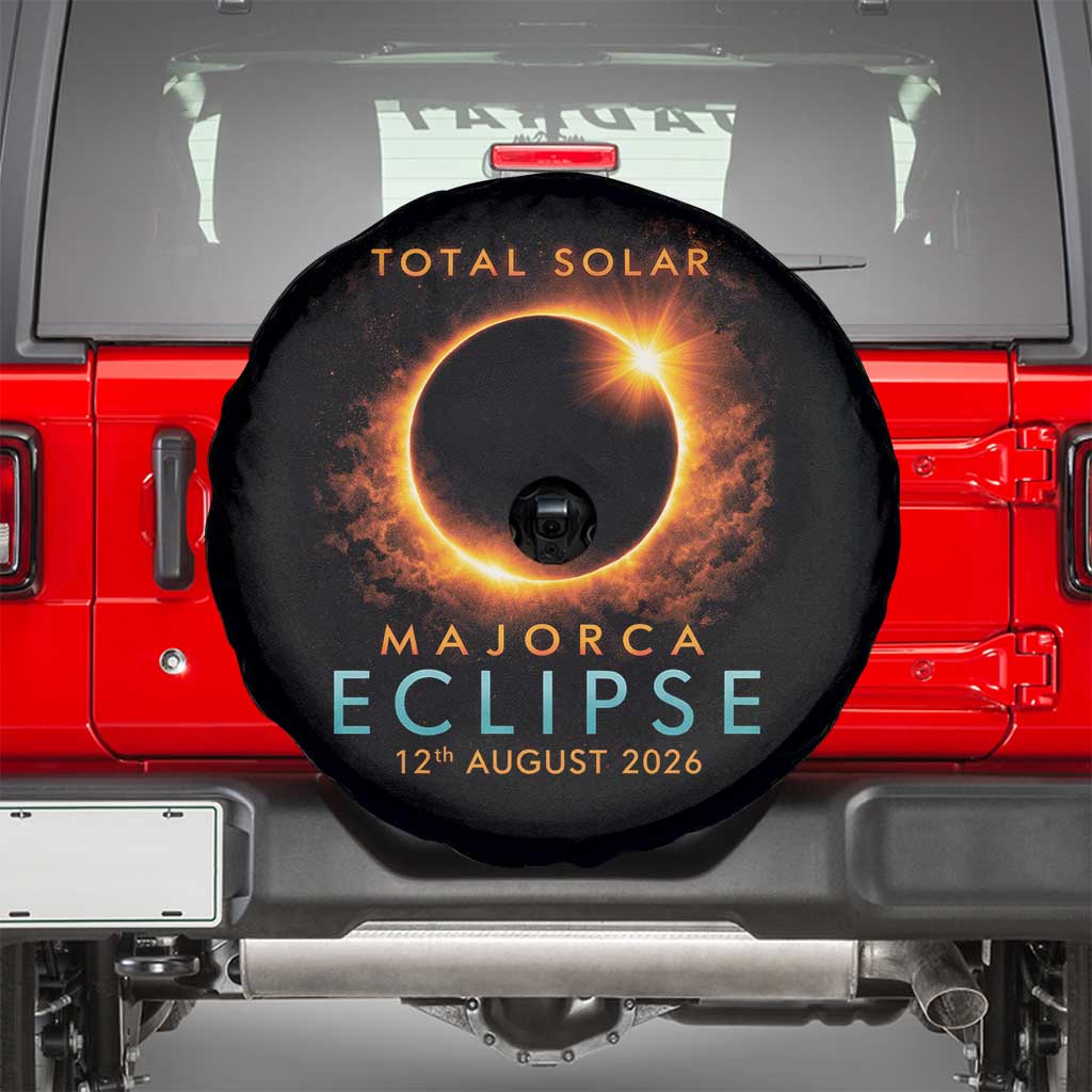 Total Solar Eclipse Spare Tire Cover 12th August 2026 Majorca Totality TS10 Black Print Your Wear