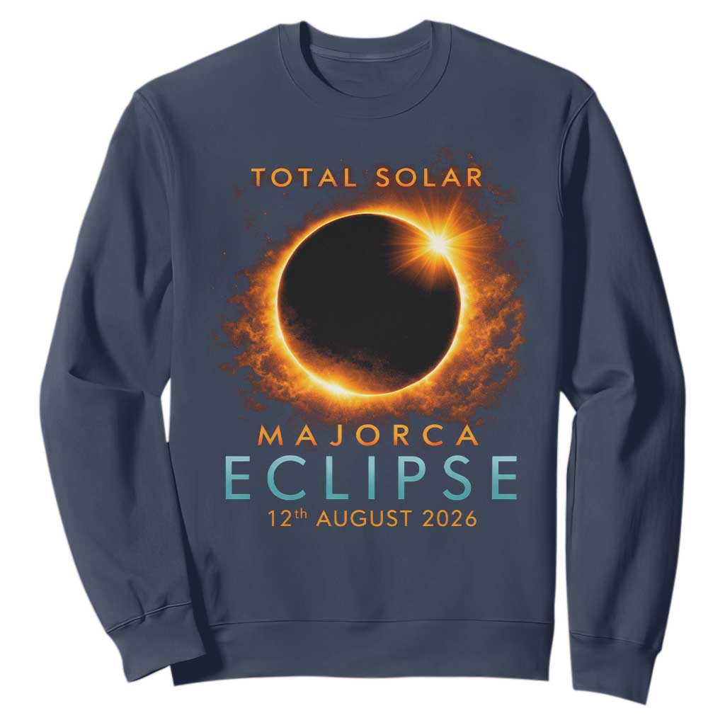 Total Solar Eclipse Sweatshirt 12th August 2026 Majorca Totality TS10 Navy Print Your Wear