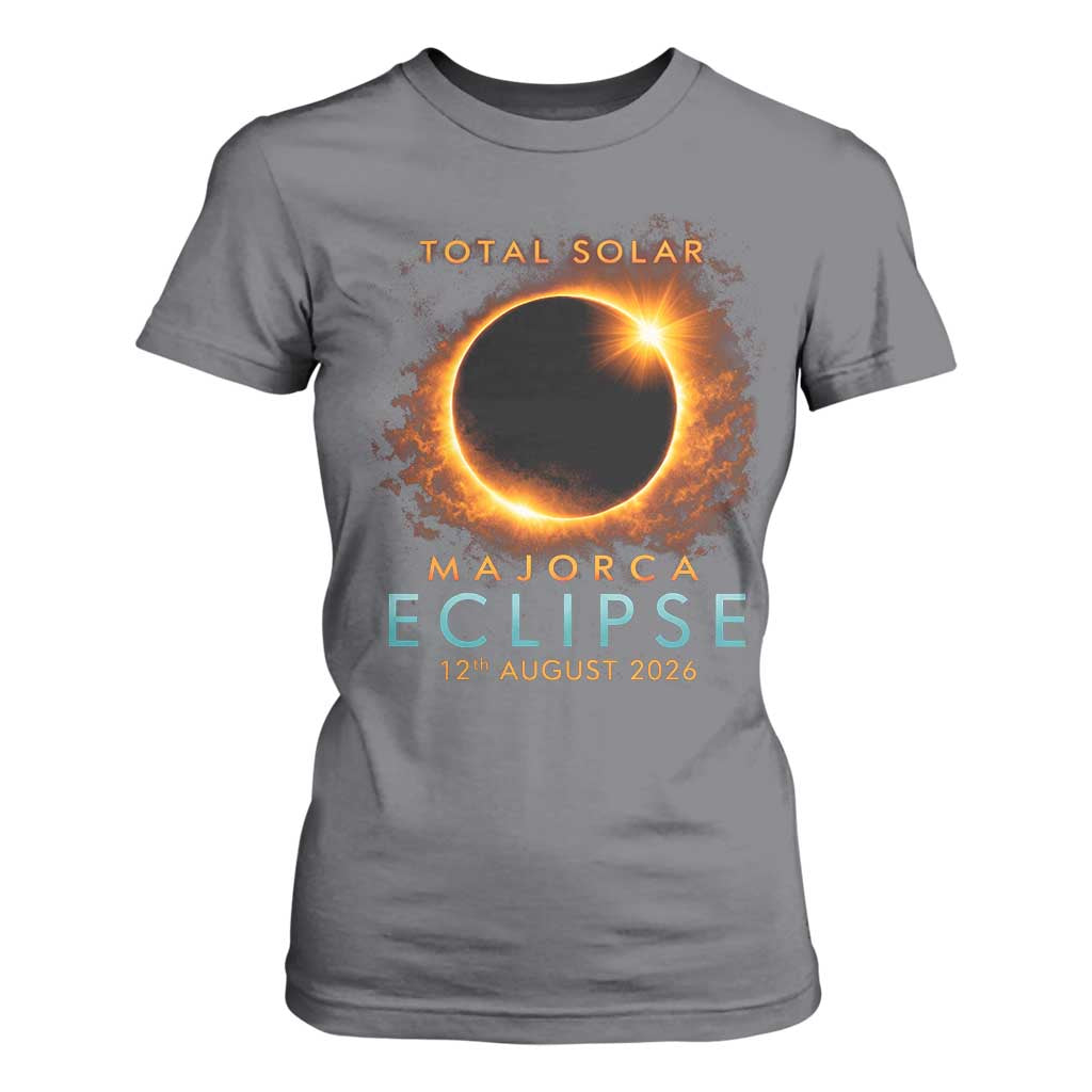 Total Solar Eclipse T Shirt For Women 12th August 2026 Majorca Totality TS10 Charcoal Print Your Wear