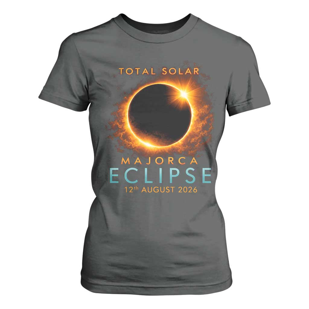 Total Solar Eclipse T Shirt For Women 12th August 2026 Majorca Totality TS10 Dark Heather Print Your Wear