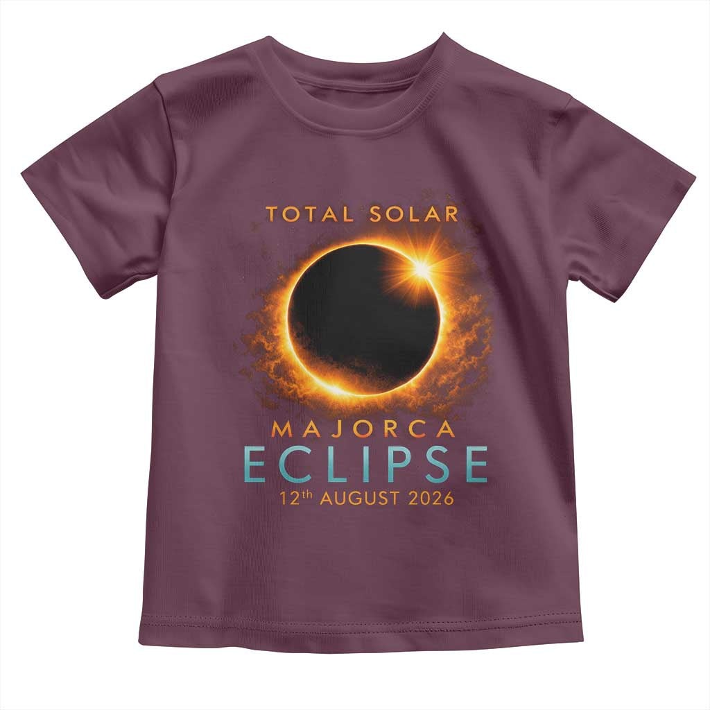 Total Solar Eclipse Toddler T Shirt 12th August 2026 Majorca Totality TS10 Maroon Print Your Wear