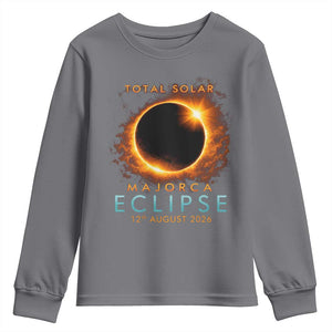 Total Solar Eclipse Youth Sweatshirt 12th August 2026 Majorca Totality TS10 Charcoal Print Your Wear
