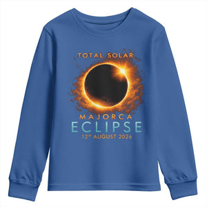 Total Solar Eclipse Youth Sweatshirt 12th August 2026 Majorca Totality TS10 Royal Blue Print Your Wear