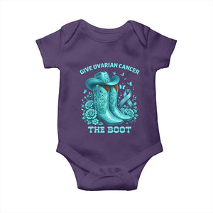 Give Ovarian Cancer The Boot Baby Onesie Cowgirl Cancer Awareness Teal Ribbon TS10 Purple Print Your Wear