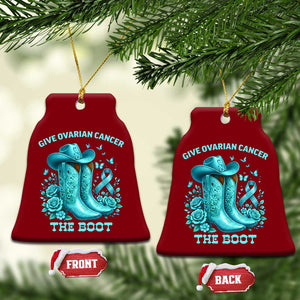 Give Ovarian Cancer The Boot Ceramic Ornament Cowgirl Cancer Awareness Teal Ribbon TS10 Print Your Wear