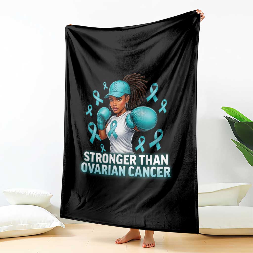 Black Women Fight Ovarian Cancer Awareness Throw Blanket African American Teal Ribbon Support TS10 Print Your Wear