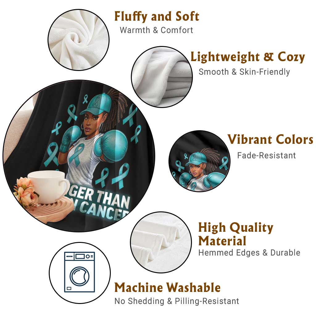 Black Women Fight Ovarian Cancer Awareness Throw Blanket African American Teal Ribbon Support TS10 Print Your Wear