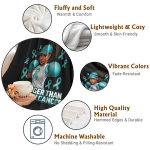 Black Women Fight Ovarian Cancer Awareness Throw Blanket African American Teal Ribbon Support TS10 Print Your Wear