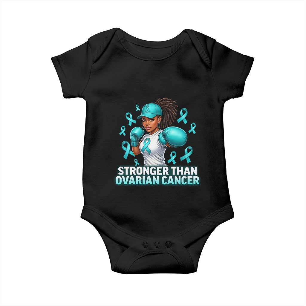 Black Women Fight Ovarian Cancer Awareness Baby Onesie African American Teal Ribbon Support TS10 Black Print Your Wear