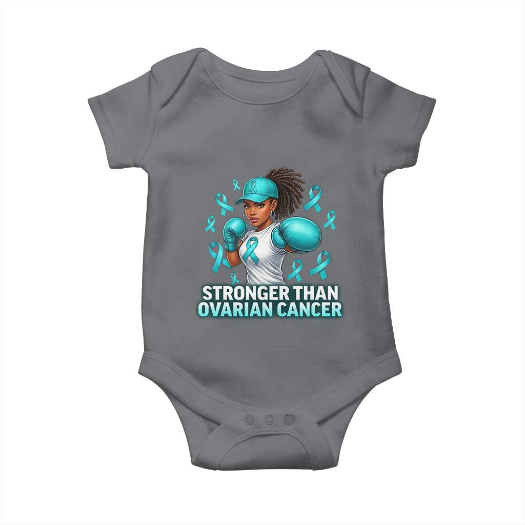 Black Women Fight Ovarian Cancer Awareness Baby Onesie African American Teal Ribbon Support TS10 Charcoal Print Your Wear