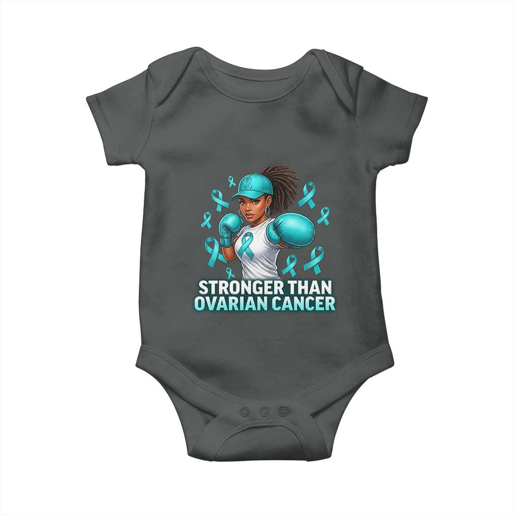 Black Women Fight Ovarian Cancer Awareness Baby Onesie African American Teal Ribbon Support TS10 Dark Heather Print Your Wear