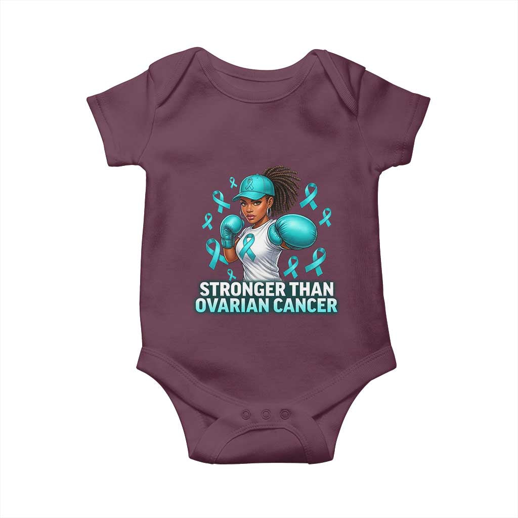 Black Women Fight Ovarian Cancer Awareness Baby Onesie African American Teal Ribbon Support TS10 Maroon Print Your Wear