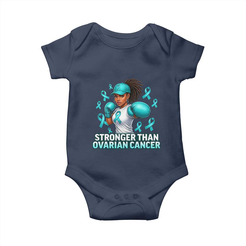 Black Women Fight Ovarian Cancer Awareness Baby Onesie African American Teal Ribbon Support TS10 Navy Print Your Wear