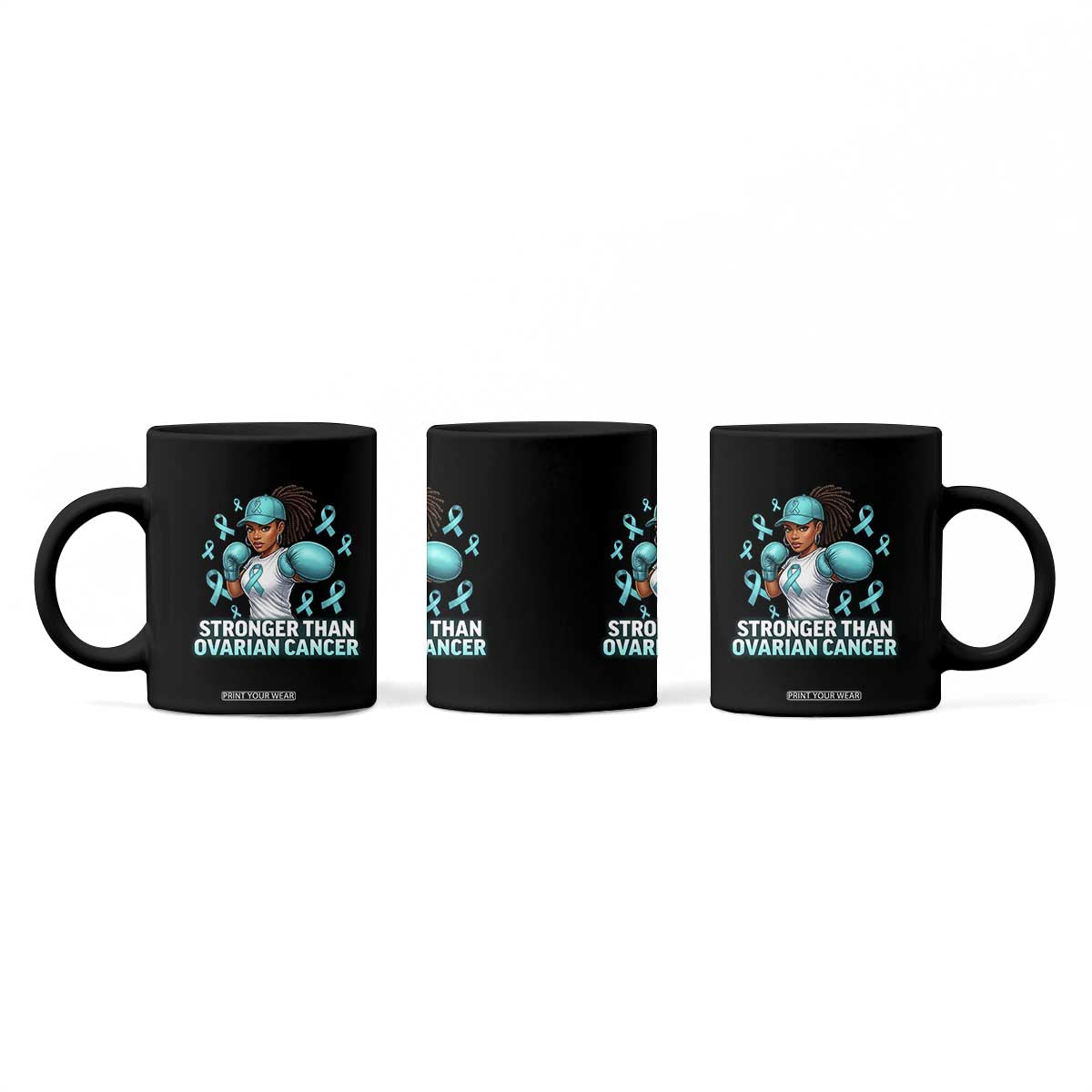 Black Women Fight Ovarian Cancer Awareness Coffee Mug African American Teal Ribbon Support TS10 Print Your Wear