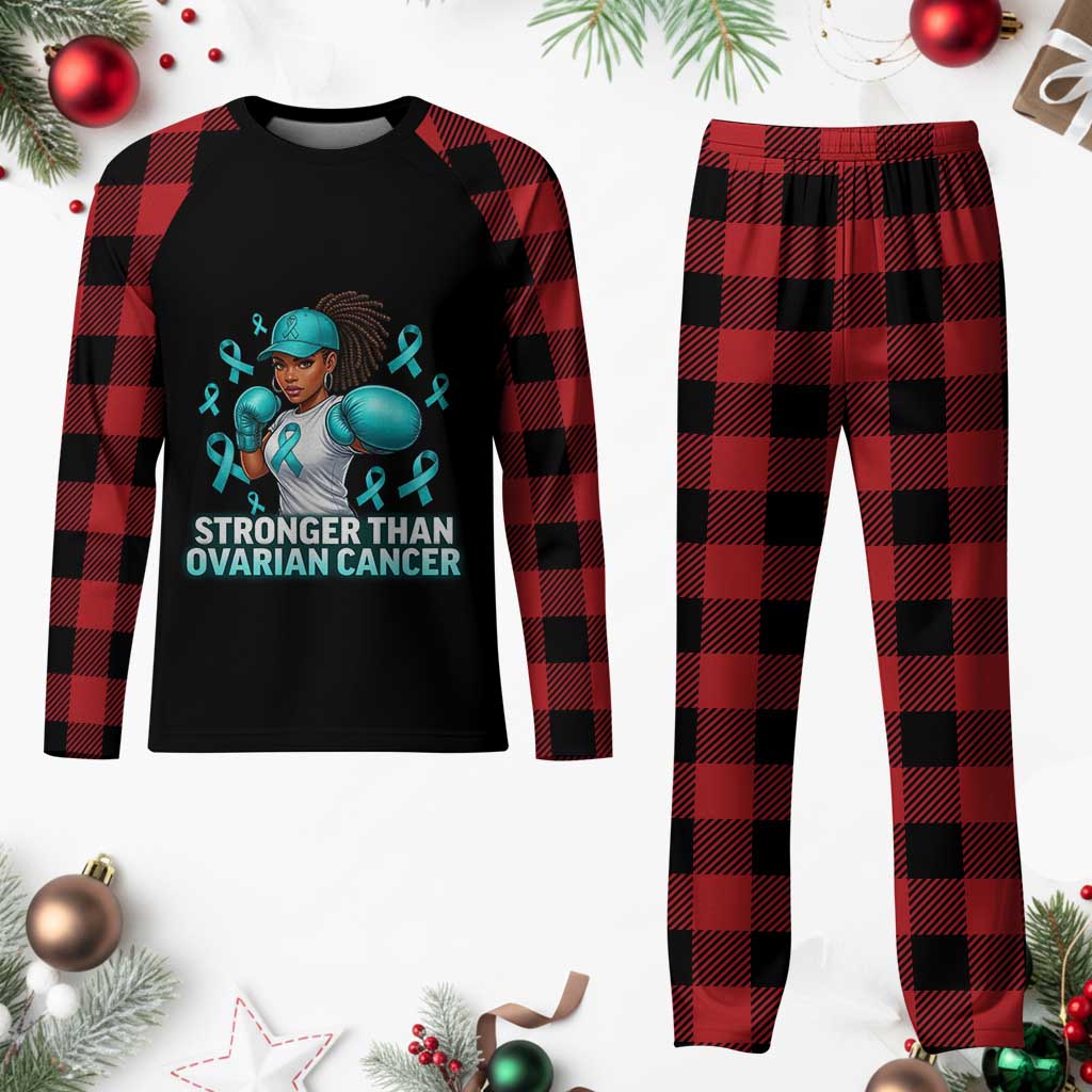 Black Women Fight Ovarian Cancer Awareness Plaid Pajama Set African American Teal Ribbon Support TS10 Buffalo Plaid Print Your Wear