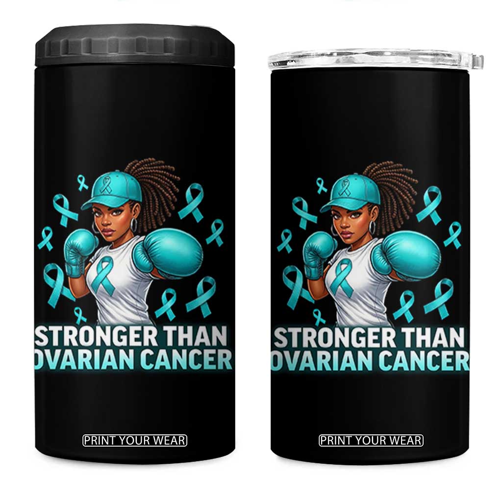 Black Women Fight Ovarian Cancer Awareness 4 in 1 Can Cooler Tumbler African American Teal Ribbon Support TS10 One Size: 16 oz Black Print Your Wear