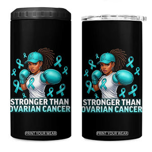 Black Women Fight Ovarian Cancer Awareness 4 in 1 Can Cooler Tumbler African American Teal Ribbon Support TS10 One Size: 16 oz Black Print Your Wear