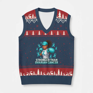 Black Women Fight Ovarian Cancer Awareness V-Neck Knit Sweater Vest African American Teal Ribbon Support TS10 Navy Red Print Your Wear