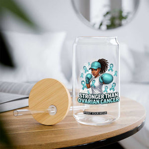 Black Women Fight Ovarian Cancer Awareness Glass Can African American Teal Ribbon Support TS10 Print Your Wear