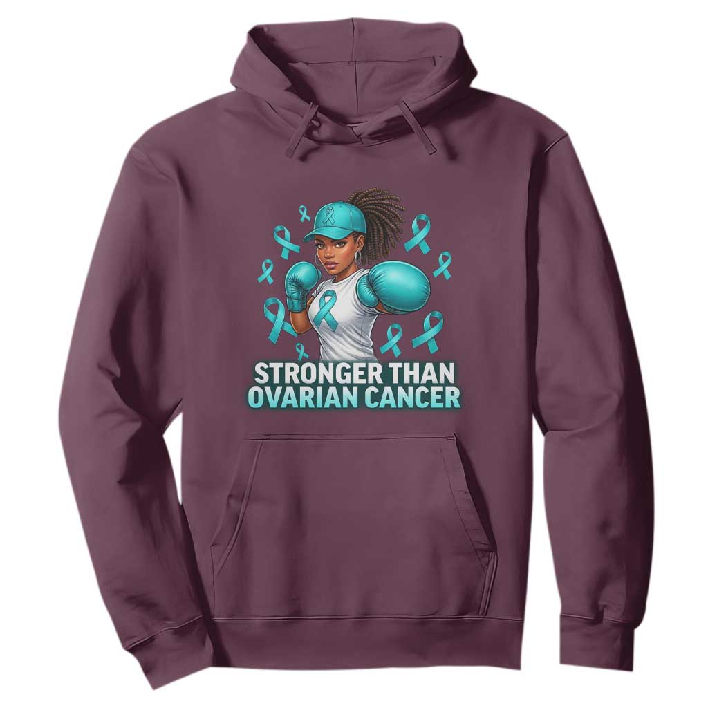 Black Women Fight Ovarian Cancer Awareness Hoodie African American Teal Ribbon Support TS10 Maroon Print Your Wear