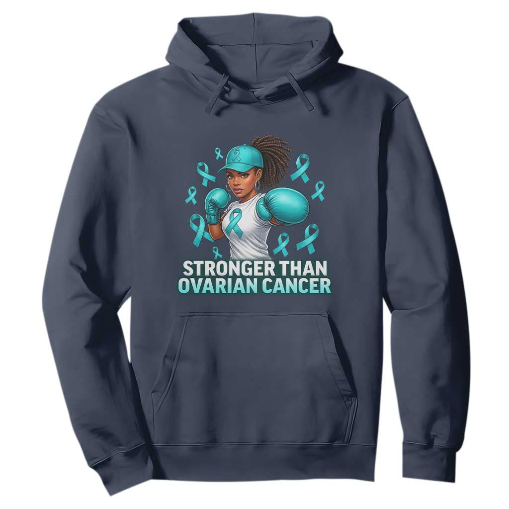 Black Women Fight Ovarian Cancer Awareness Hoodie African American Teal Ribbon Support TS10 Navy Print Your Wear