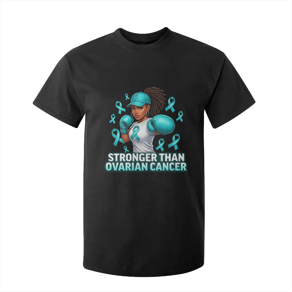 Black Women Fight Ovarian Cancer Awareness T Shirt For Kid African American Teal Ribbon Support TS10 Black Print Your Wear