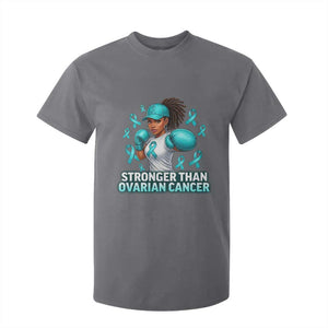Black Women Fight Ovarian Cancer Awareness T Shirt For Kid African American Teal Ribbon Support TS10 Charcoal Print Your Wear